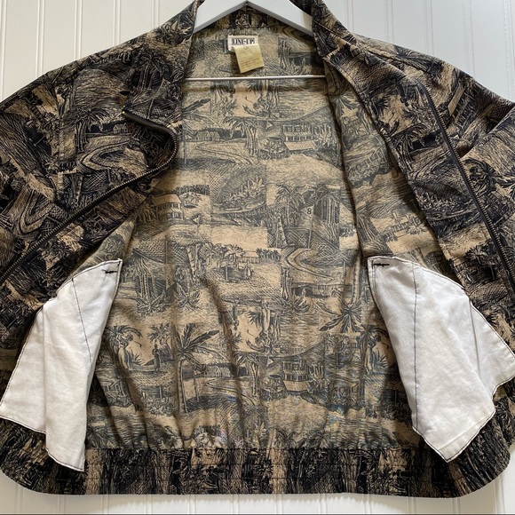Line Up For Sport Women's Tropical Island Palm Print Full Zip Jacket Size Small - Picture 10 of 12